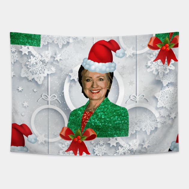 christmas  Hillary clinton Tapestry by gossiprag