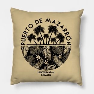 Palm Trees Emblem - Vintage Black Pillow