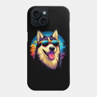 Retro Wave Husky Dog Shirt Phone Case