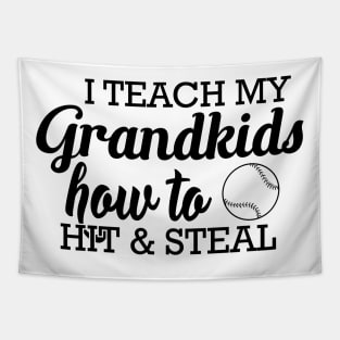 Baseball softball Grandma - I teach my grand kids how to hit and steal Tapestry