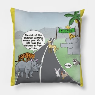 enormously funny cartoon jungle race Pillow