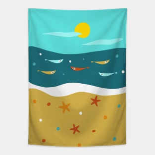 Atomic Age Mid Century Summer Beach II Tapestry