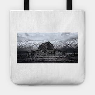 Sunrise at Moulton Barn in Black and White Tote