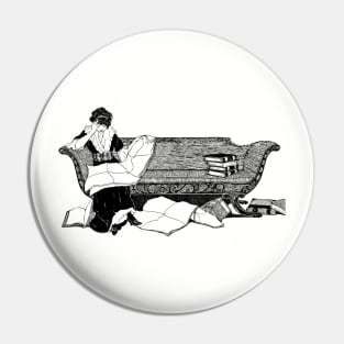 Vintage Reading Lady - Newspaper Woman illustration Pin