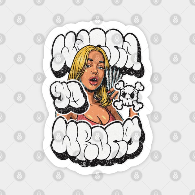 Wanna Go Wrong – Bad Girl Street Graffiti Magnet by Wrongteeshirt