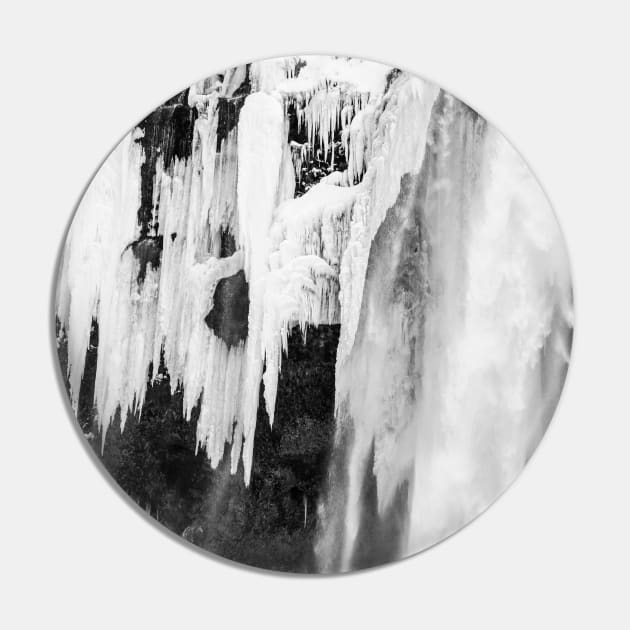 Frozen Waterfall, Iceland B&W Pin by Kate-P-