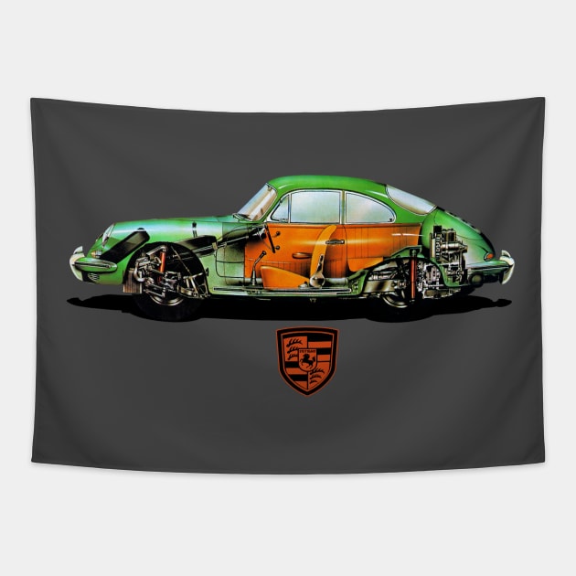 Vintage Classic German Sports Car Engineering MotorManiac Tapestry by MotorManiac