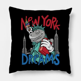 dinosaur liberty hand drawn Pillow