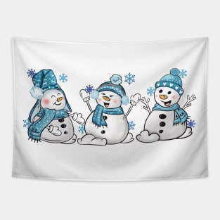 3 Winter Snowmen Tapestry