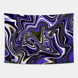 Blue River Marbled Swirl, 1970s Abstract Flowing Texture Tapestry