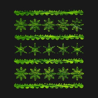 Green Christmas Snowflake Design T-Shirt