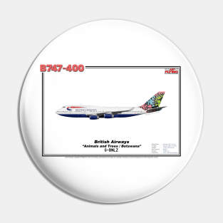 Boeing B747-400 - British Airways "Animals and Trees / Botswana" (Art Print) Pin