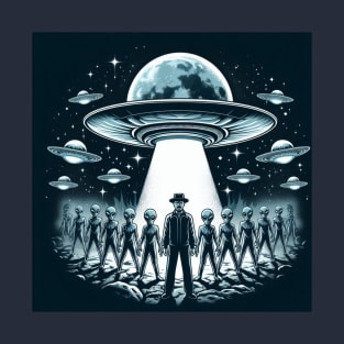 Grey Aliens in a UFO Breaking Bad T-Shirt