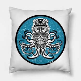 the captain pirate of the death kraken ocean wallpaper zentangle Pillow