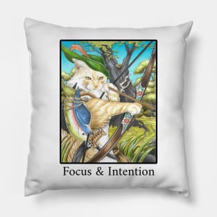 Cat Hunter - Focus & Intention - Black Lettering Version Pillow