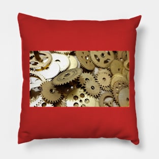 Steampunk, engineering, technology, abstract,  mechanical, abstract, futuristic, gears, background, industrial Pillow