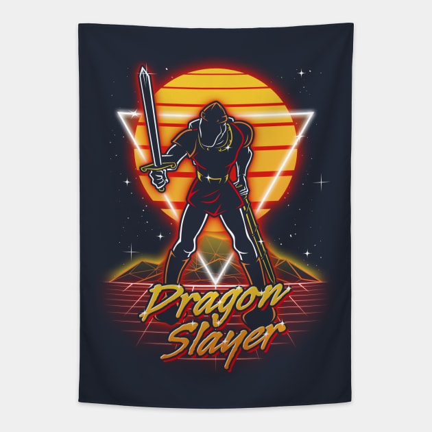 Retro Dragon Slayer Tapestry by Olipop