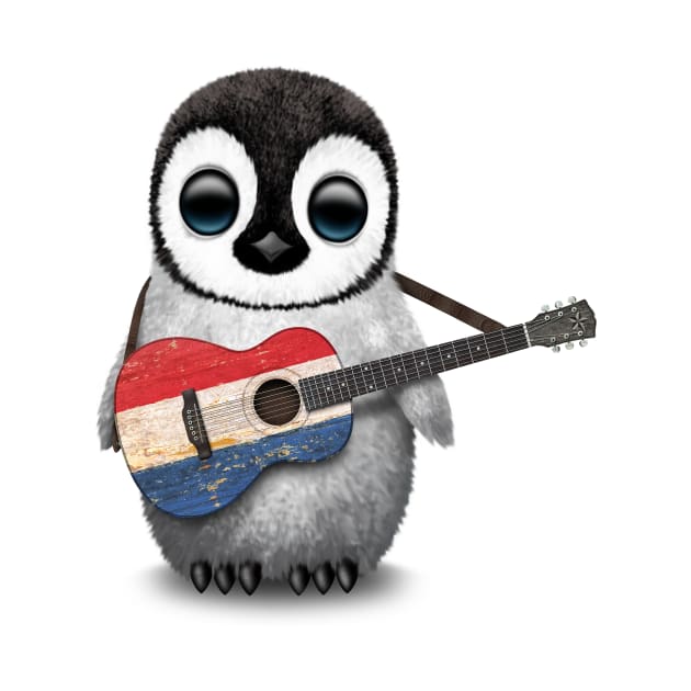 Baby Penguin Playing Dutch Flag Guitar by jeffbartels