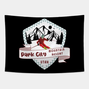 Park City Mountain Resort Utah USA. Light blue border. Gift Ideas For The Ski Enthusiast. Tapestry