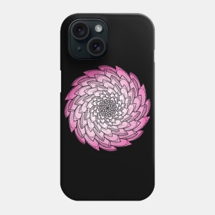 Pink Colored Floral Spiral Mandala Line Art Phone Case