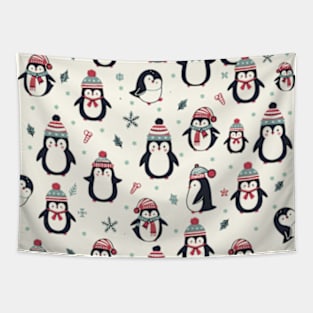 Christmas Penguin Pattern Tapestry