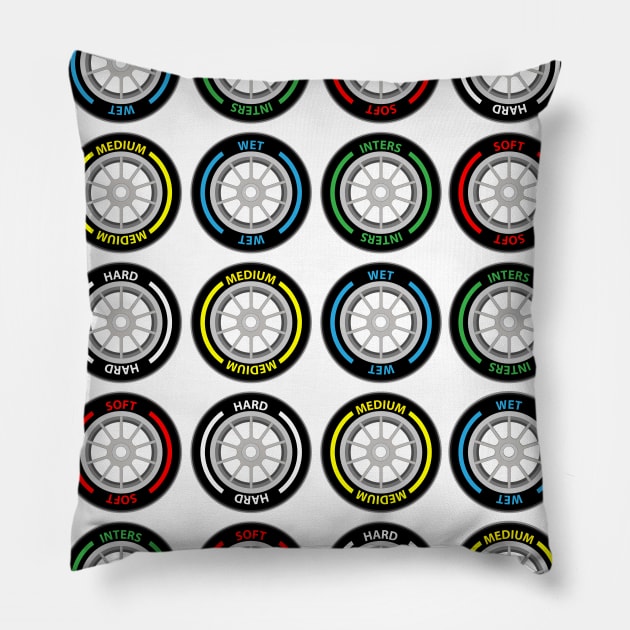 Formula 1 Tires Design Pillow by Hotshots