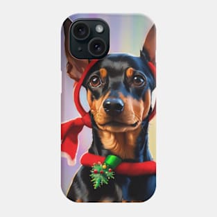 Manchester terrier painted in christmas style Phone Case