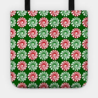 Peppermint swirl candy on green Tote
