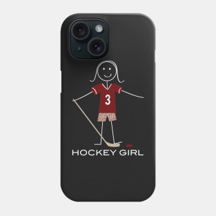 Funny Womens Ice Hockey Girl Stick Figure Illustration Phone Case