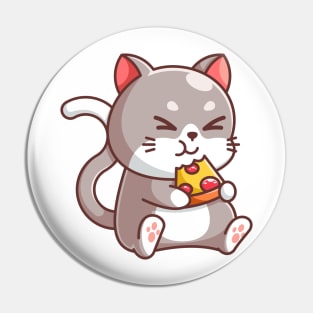 Cute cat eating pizza cartoon Pin