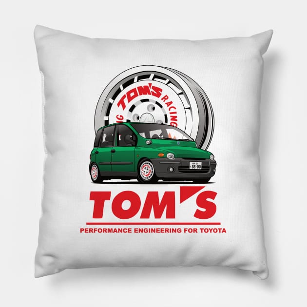 FIAT Multipla TOM'S (green version) Pillow by 8800ag