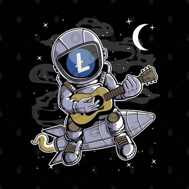 Astronaut Guitar Litecoin LTC Coin To The Moon Crypto Token Cryptocurrency Blockchain Wallet Birthday Gift For Men Women Kids by Thingking About