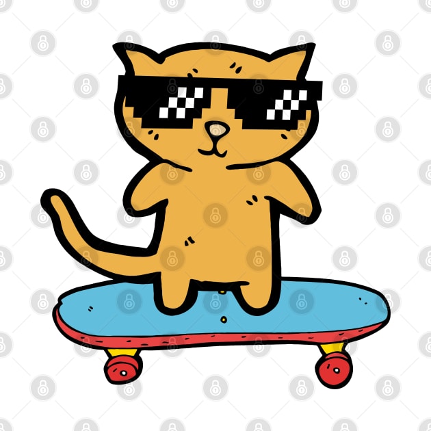 Cool Skateboard Cat by Shelie Senpai