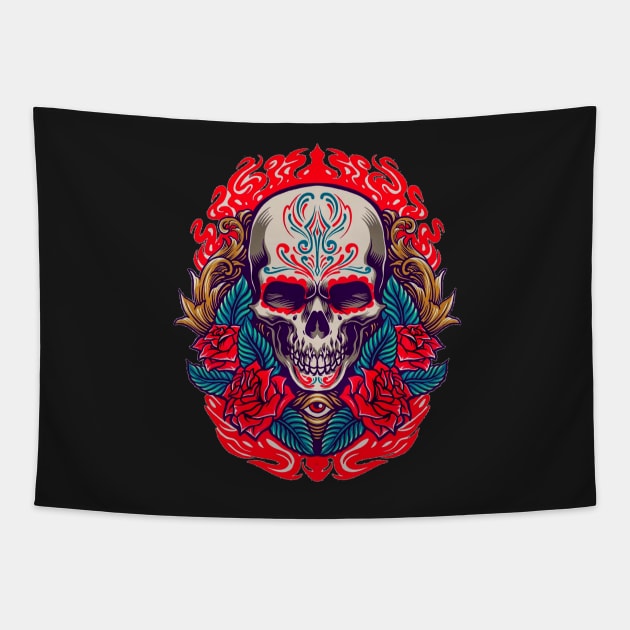 Day of the Dead Mexican Skull Tapestry by TheSkullArmy