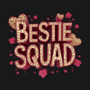 Bestie Squad Pink Leopard Friends Women Girls Toddlers Cute T-Shirt