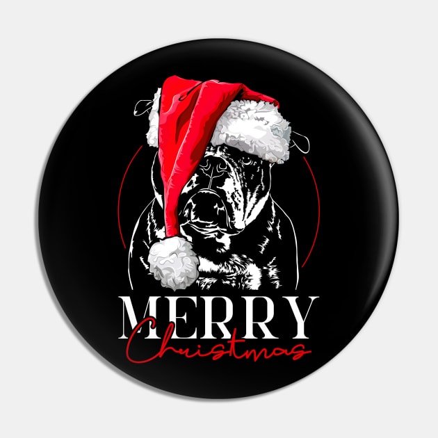 Santa Olde English Bulldog Merry Christmas dog Pin by wilsigns