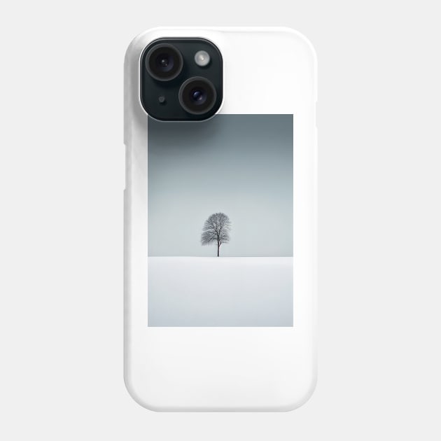 Nordic Minimalist Winter Landscape Art Printable Phone Case by Abili-Tees