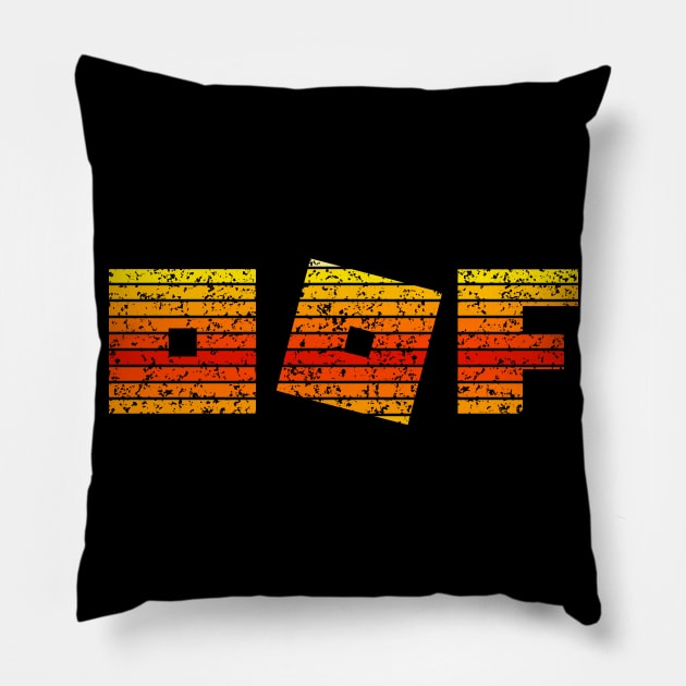 Roblox logo game - Oof (single line - vintage retro sunset) | gamer Pillow by Vane22april