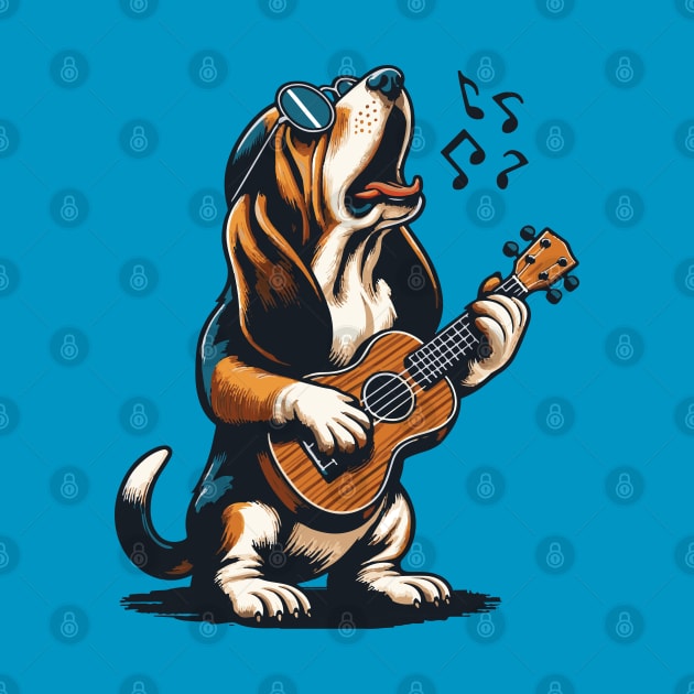 Dog Playing Guitar Singing Basset Hound Funny by BraaiNinja