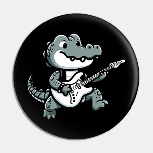 Alligator playing guitar rock Pin