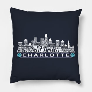 Charlotte Basketball Team All Time Legends, Charlotte City Skyline Pillow