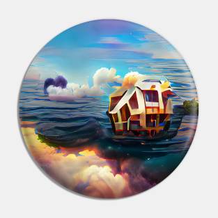 A House Floating on Ocean Art Pin