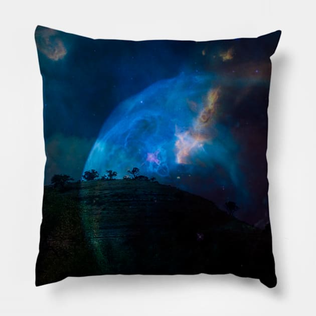 Landscape with Galaxy Pillow by H.A. Designs