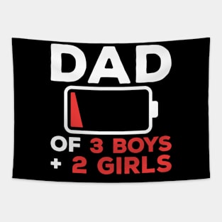 DAD OF 3 BOYS and 2 GIRLS Funny Fathers Day for Dad Husband Tapestry