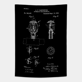 Automatic Fire Sprinkler patent 1895 fire Alarm and Fireman Gift Tapestry