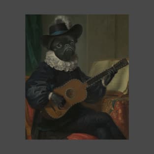 Oil Painting Musician Dog Portrait T-Shirt