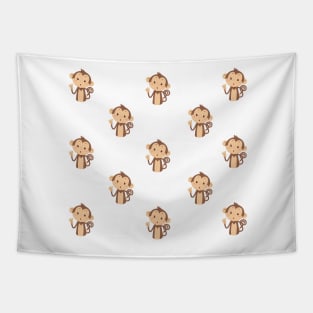 Brown monkey pattern Tapestry