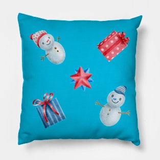 Snowman and the Presents Pillow