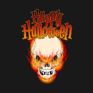 Happy Halloween - Flaming Skull T-Shirt