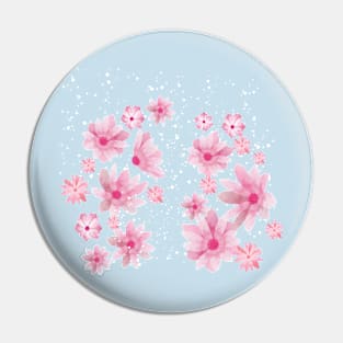 Cherry Blossoms In Snow_Blue Background Pin